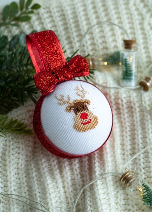 Christmas ball with cross stitch4 photo