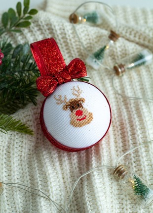 Christmas ball with cross stitch6 photo