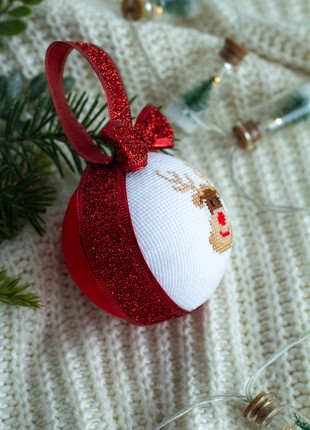 Christmas ball with cross stitch8 photo