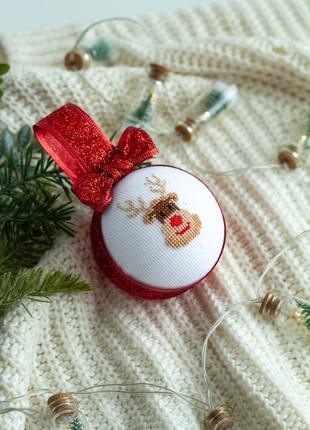Christmas ball with cross stitch9 photo