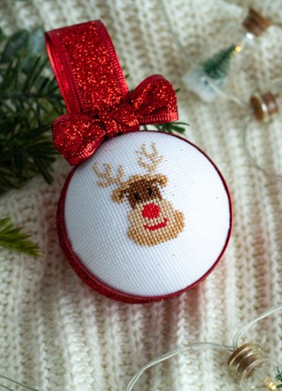 Christmas ball with cross stitch1 photo
