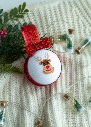 Christmas ball with cross stitch7 photo