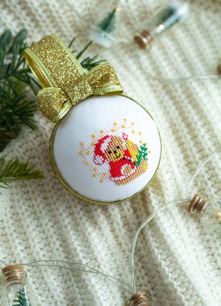 Christmas ball with cross stitch4 photo