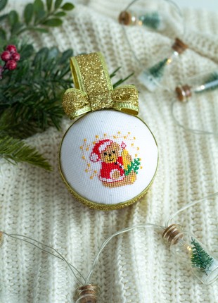 Christmas ball with cross stitch5 photo