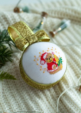 Christmas ball with cross stitch8 photo