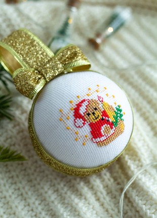 Christmas ball with cross stitch10 photo