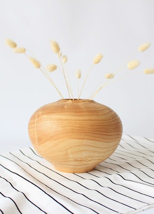 Decorative hollow vase, handmade wooden vase