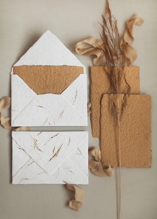 Set of 3 handmade envelopes from recycled paper with spikelets. C6 / 11x16 cm / 4,33x6,29 inch4 photo