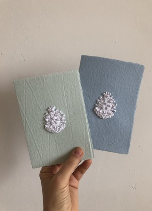 Handmade postcard from recycled paper with pine cone. Postcards for Christmas.5 photo