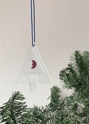 Glass decor Christmas tree, with a moon1 photo
