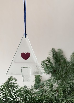 Glass decor Christmas tree, with a Heart1 photo