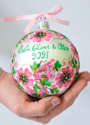 Blooming Sakura Ornament Hand Painted Bauble5 photo