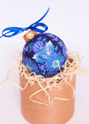 Hand painted Christmas ornament with peacock design in Ukrainian folk style7 photo