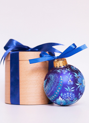 Hand painted Christmas ornament with peacock design in Ukrainian folk style10 photo