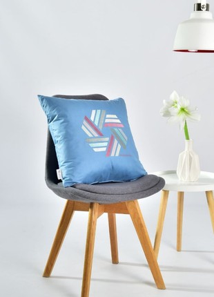 PILLOW DECORATIVE RAIN WITH EMBROIDERY TM IDEIA 50X50 CM JEANS/SIMPLICITY