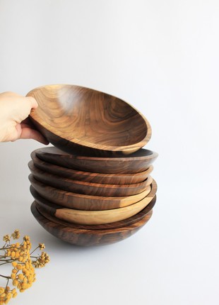 large fruit plate, handmade wooden salad bowl