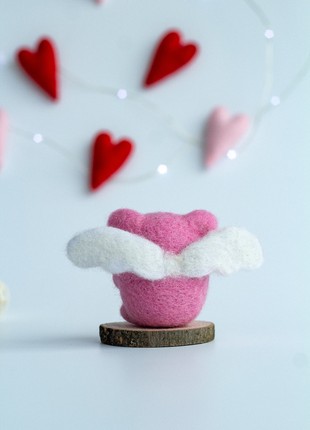 Valentine's Day gift Wool pig with heart3 photo
