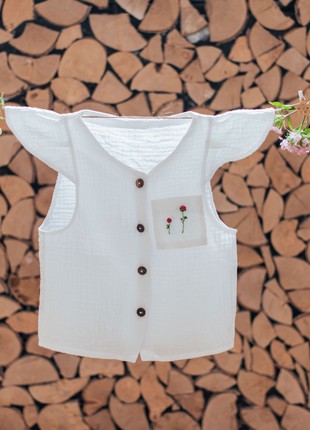 Muslin T-shirt with embroidery Be.Child4 photo