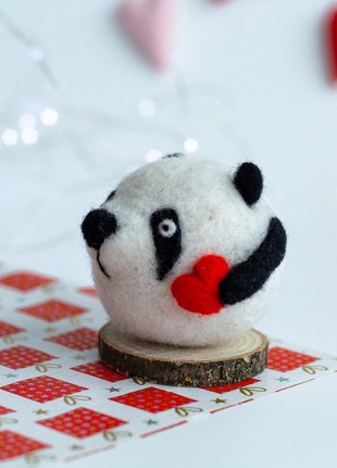 Valentine's Day gift Wool panda with heart6 photo