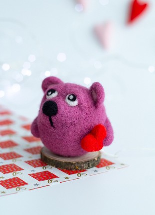 Valentine's Day gift Wool bear with heart1 photo
