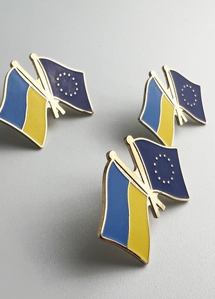 3pcs badge set Flag of Ukraine / European Union