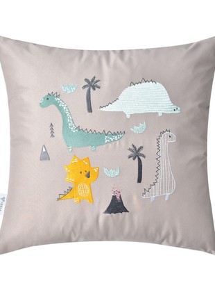 PILLOW DECORATIVE DINO WITH EMBROIDERY TM PAPAELLA 50X50 CM ST. GRAY2 photo