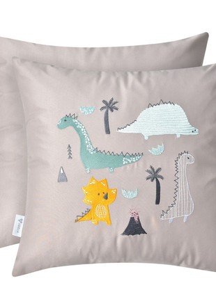 PILLOW DECORATIVE DINO WITH EMBROIDERY TM PAPAELLA 50X50 CM ST. GRAY3 photo