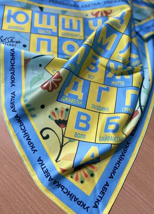 Designer  scarf ""Ukrainian alphabet ,, triangular bandana  from the designer art sana8 photo