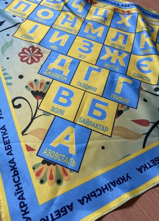 Designer  scarf ""Ukrainian alphabet ,, triangular bandana  from the designer art sana9 photo