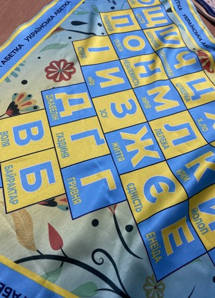 Designer  scarf ""Ukrainian alphabet ,, triangular bandana  from the designer art sana2 photo