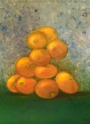 Ukrainian art still life with tangerines original oil painting modern fruit painting