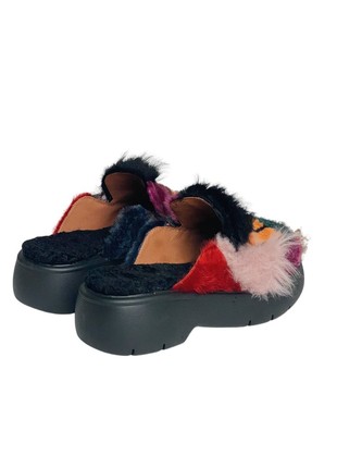 Handcrafted shoes Faux fur sabo5 photo