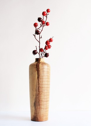 decorative vase in rustic style, handmade unique wooden decor