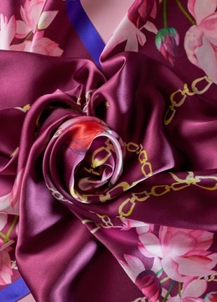 Designer Silk Scarf "Magic Lotus Flowers"2 photo