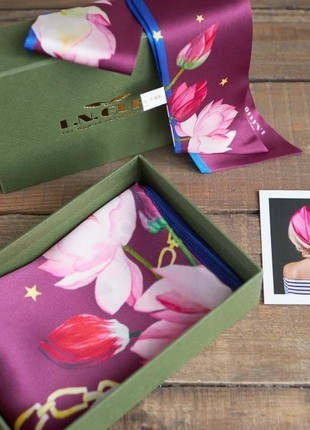 Designer Silk Scarf "Magic Lotus Flowers"8 photo
