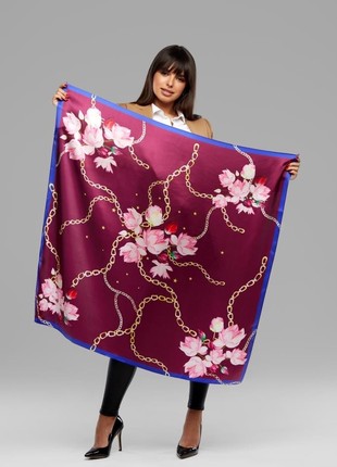 Designer Silk Scarf "Magic Lotus Flowers"4 photo