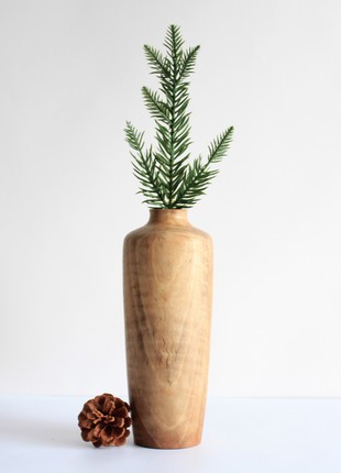 Rustic tall vase handmade, decorative wooden vase for table6 photo