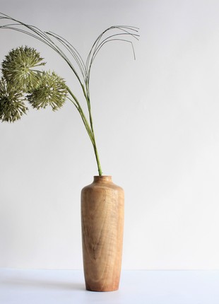 Rustic tall vase handmade, decorative wooden vase for table