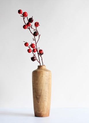 Rustic tall vase handmade, decorative wooden vase for table3 photo