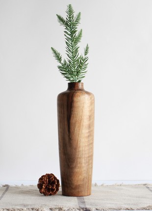 handmade decorative vase, natural rustic wooden vase