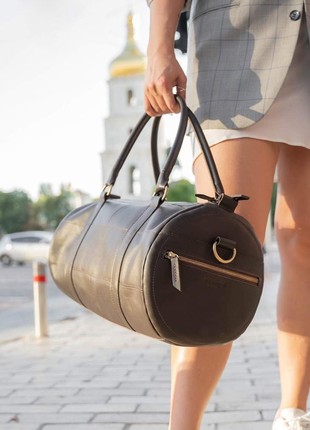 Leather Duffel Bag Harper dark brown (BN-BAG-14-choko)7 photo