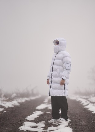Winter long oversized down jacket OGONPUSHKA Ultra white