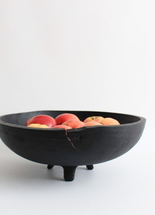 large black fruit bowl, handmade bread shallow plat