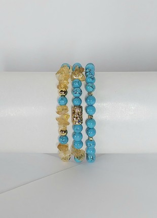 Set of citrine and turquoise bracelets