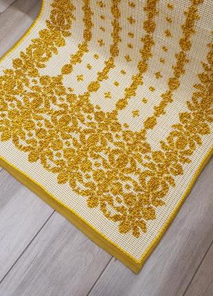 Woven bed runner cotton throw yellow ornament3 photo