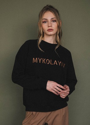 Embroidered sweatshirt 'MYKOLAYIV' in black3 photo