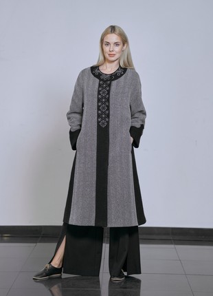Coat "Lad" gray with gray embroidery1 photo