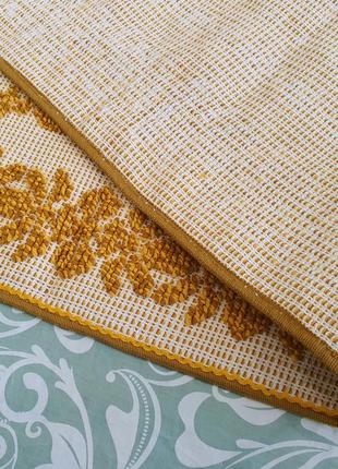 Woven bed runner cotton throw yellow ornament6 photo