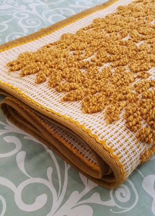 Woven bed runner cotton throw yellow ornament9 photo