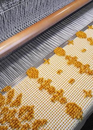 Woven bed runner cotton throw yellow ornament10 photo